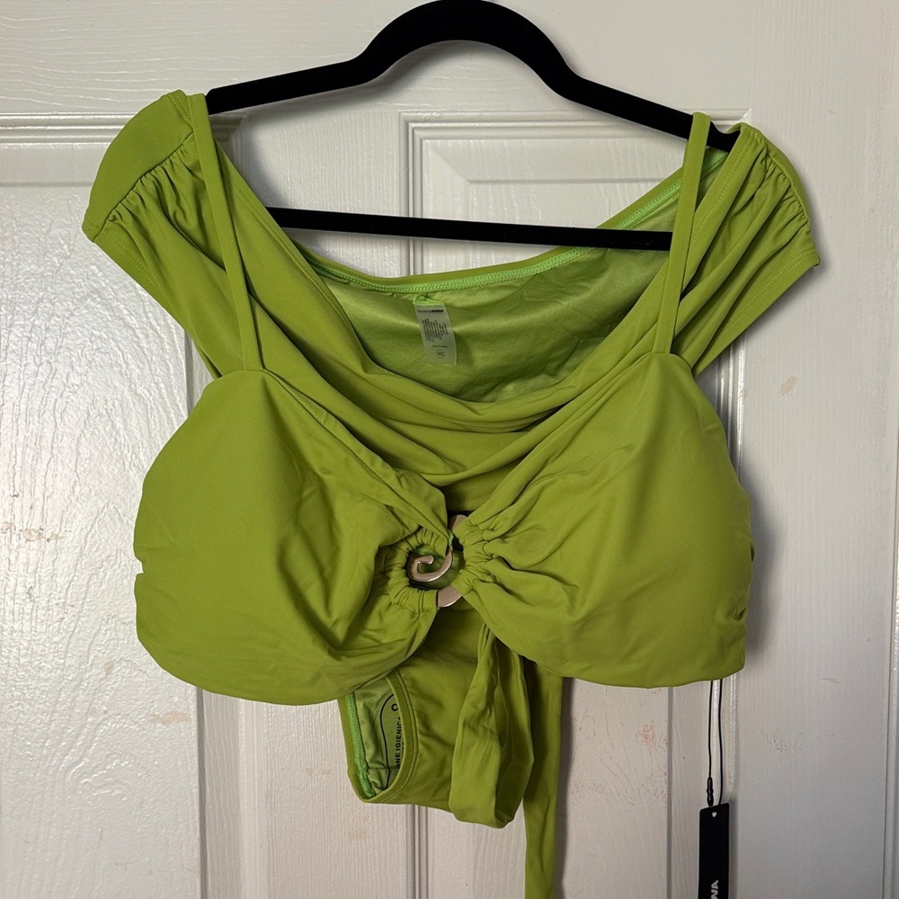 Fashion Nova Lime Green Twist-Front Bikini Top